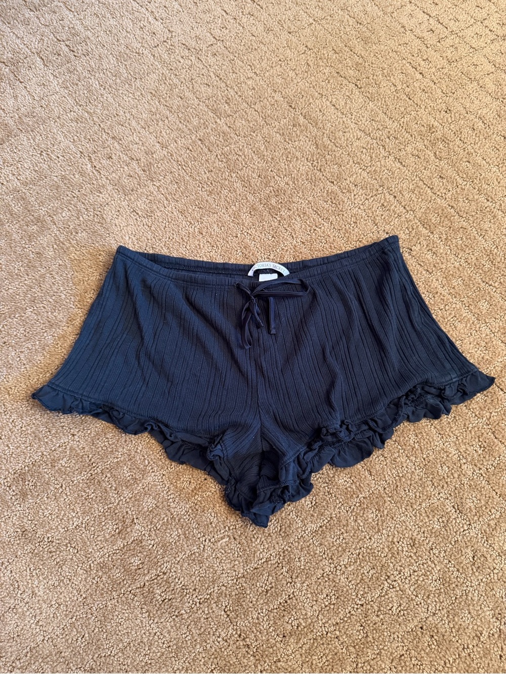 Victoria’s Secret Black Ruffle Cheeky Sleep Shorts Women’s XS